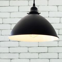 Modern Farmhouse Black Enamel Pendant Light