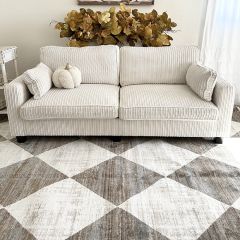 Modern Farmhouse Checkered Fringe Area Rug