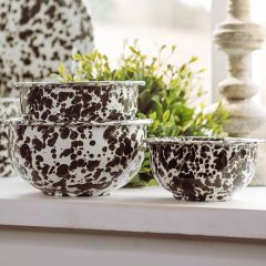 Modern Farmhouse Enameled Splatterware Bowls Set of 3