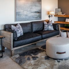 Modern Farmhouse Faux Leather Upholstered Sofa
