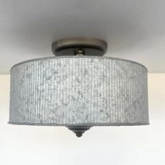Modern Farmhouse Galvanized Metal Drum Ceiling Light