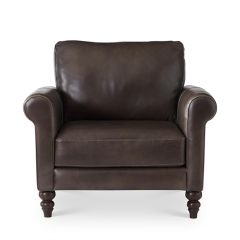 Modern Farmhouse Italian Leather Armchair