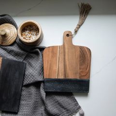 Modern Farmhouse Marble and Wood Cutting Board 10 inch
