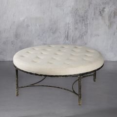 Modern Farmhouse Round Cocktail Ottoman