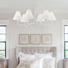 Modern Farmhouse White Metal Chandelier