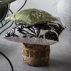 Modern Floral Embroidered Accent Pillow