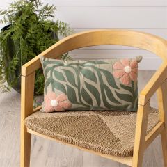Modern Floral Embroidered Lumbar Pillow