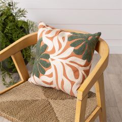 Modern Floral Rust Square Accent Pillow
