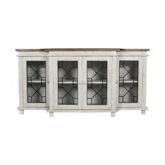 Modern Geo Glass Door Console Cabinet