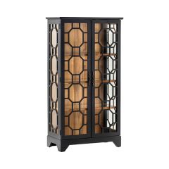 Modern Geo Wood and Glass Curio Cabinet