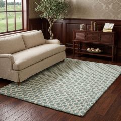 Modern Geometric Pattern Green/Ivory Area Rug