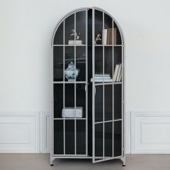 Modern Industrial 2 Door Arched Metal Cabinet
