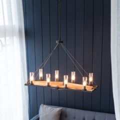 Modern Industrial 8 Light Chandelier