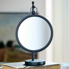 Modern Industrial Round Vanity Mirror on Stand