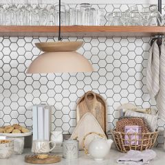 Modern Mango Wood and Metal Pendant Light