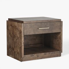 Modern Mappa Burl Nightstand Dark Brown | SHIPS FREE