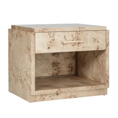 Modern Mappa Burl Nightstand Light Brown | SHIPS FREE
