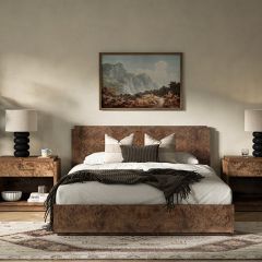 Modern Mappa Dark Burl Bed Frame | SHIPS FREE