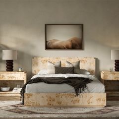 Modern Mappa Light Burl Bed Frame | SHIPS FREE