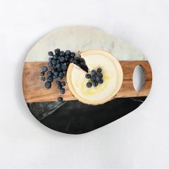 Modern Marble and Acacia Wood Cutting Board