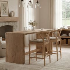 Modern Oak Wood Counter Stool