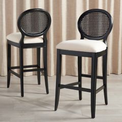 Modern Rattan Back Bar Stool Set of 2