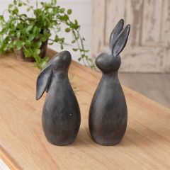 Modern Round Bunny Statue Set of 2
