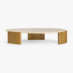 Modern Travertine Top Coffee Table | SHIPS FREE