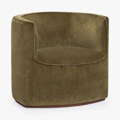 Modern Velvet Upholstered Barrel Back Chair | SHIPS FREE