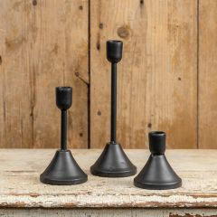 Modest Black Metal Taper Holder Set of 3
