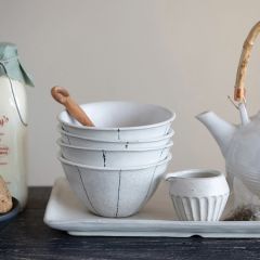 Modish Stripe Speckled Stoneware Bowl Set of 4