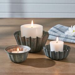 Molded Tin Candle Holder Set of 3