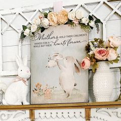 Mom and Bunny Canvas Wall Art