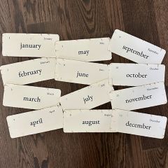 Months of the Year Primitive Flashcard Set of 12