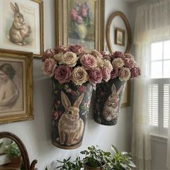 Moody Floral Bunny Wall Buckets Set of 2