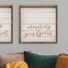 Morning Gourdgeous Whitewash Framed Sign