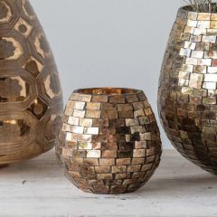 Mosaic Glass Votive Holder Set of 2