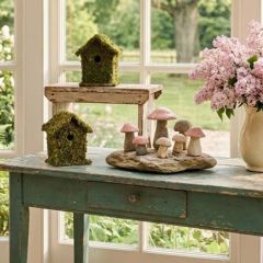 Moss Covered Decorative Garden Birdhouse