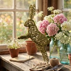 Moss Covered Wire Hopping Rabbit