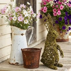 Moss Covered Wire Standing Rabbit
