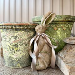 Mossy Sitting Rabbit Statue Set of 2