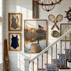 Mountain Lake Flag Dock Framed Wall Art