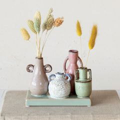 Mounted Vase Set On Stoneware Base