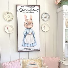 Mrs Bunninghams Charm School White Canvas Wall Art