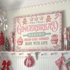 Mrs. Claus Bakery Pastel Canvas Wall Art