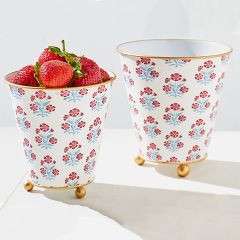 Mughal Floral Footed Cache Pots Set of 2