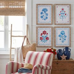 Mughal Floral Framed Wall Art Set of 4