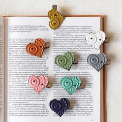 Multi Color Metal Heart Clip Set of 8