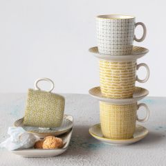 Multi Print Stoneware Mug Set of 4