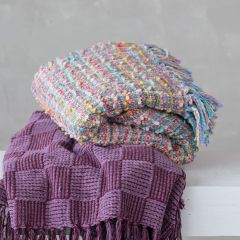 Multicolor Fringed Throw Blanket